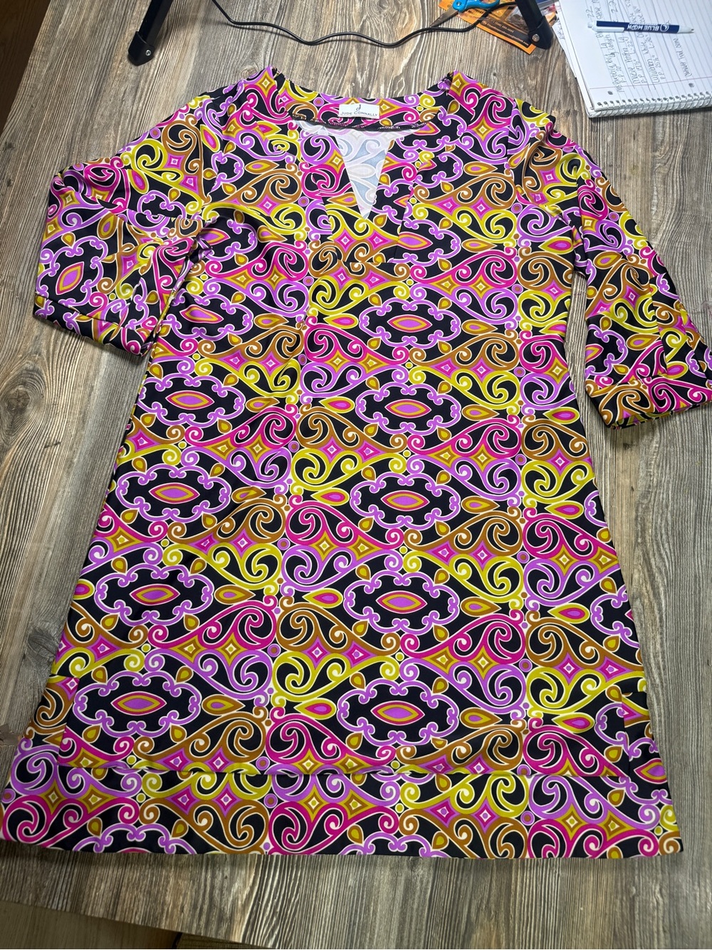 Jude‎ Connally Pink Yellow Purple Swirl Dress Top